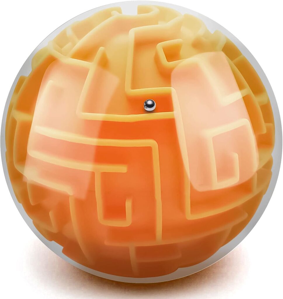 YongnKids Amaze 3D Gravity Memory Sequential Maze Ball Puzzle Toy Gifts for Kids Adults - Challenges Game Lover Tiny Balls Brain Teasers Game (Orange)