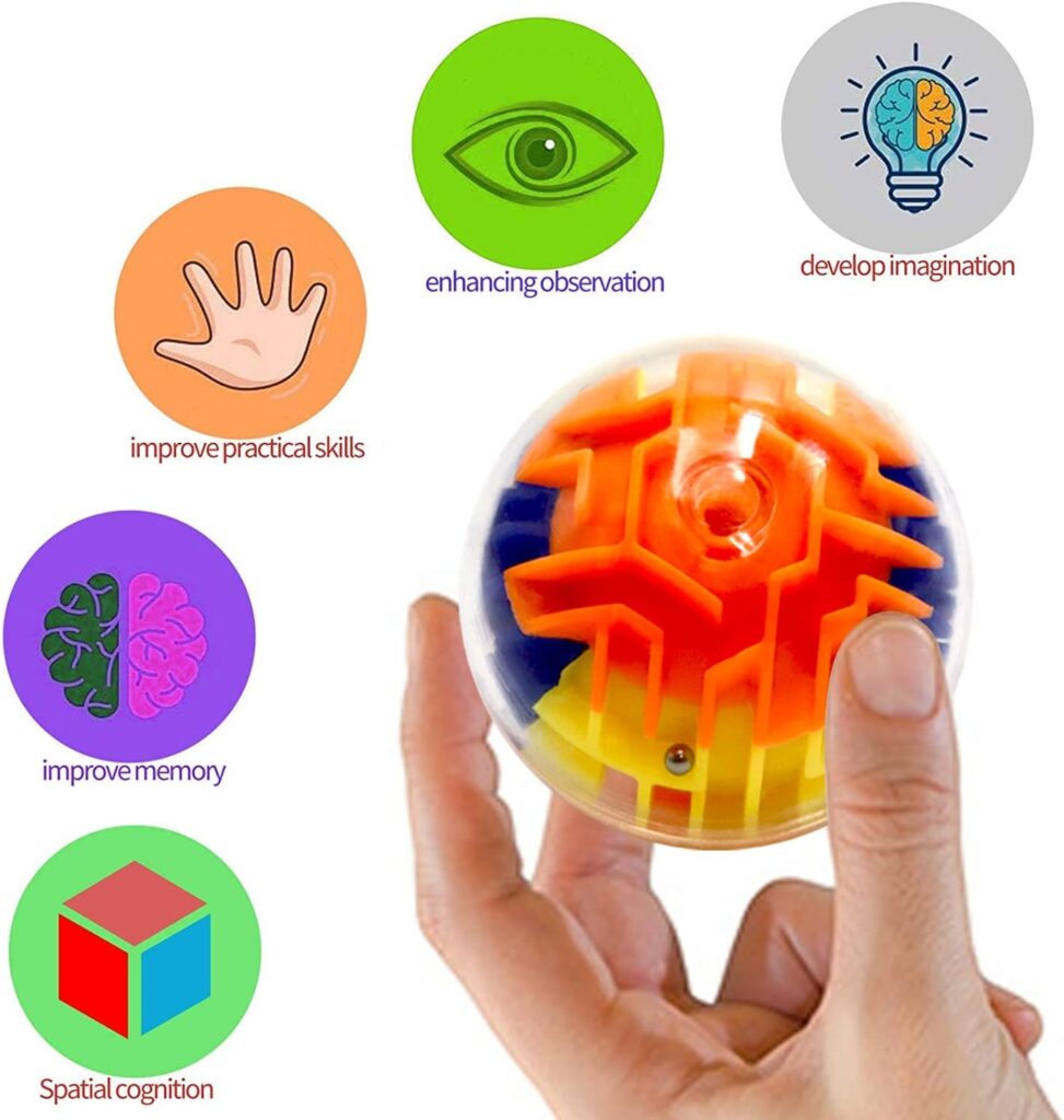 3D Maze Ball Brain Teaser Puzzles for Kids Adults Teens Ages 4-8 Toys,Mini 6 Pcs Set Magic Labyrinth Games Puzzle Decompression Sensory Toys,Game Lover Brain Anti-Stress Toys Easter Party Favors