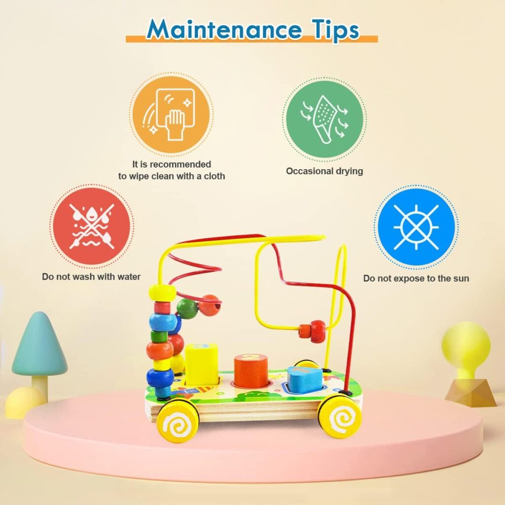 Aomola Wooden Toys Bead Maze Car for Kids,Montessori Toys for Baby Boys Girls,Toddler Educational Toys Game,Birthday Gifts for Kids