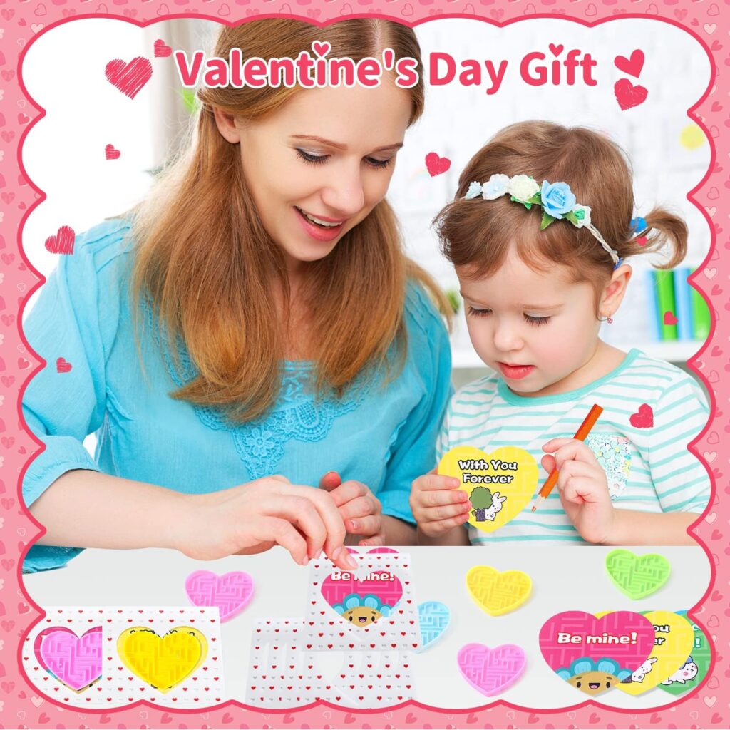 DOBKDTUYS 28Pcs Gifts for Kids, Novelty Heart Maze Puzzles With Cards for Kids Classroom, School Gifts Party Favors Carnival Prize Classroom Prizes Goodies Bag Fillers Pinata Stuffers Toys