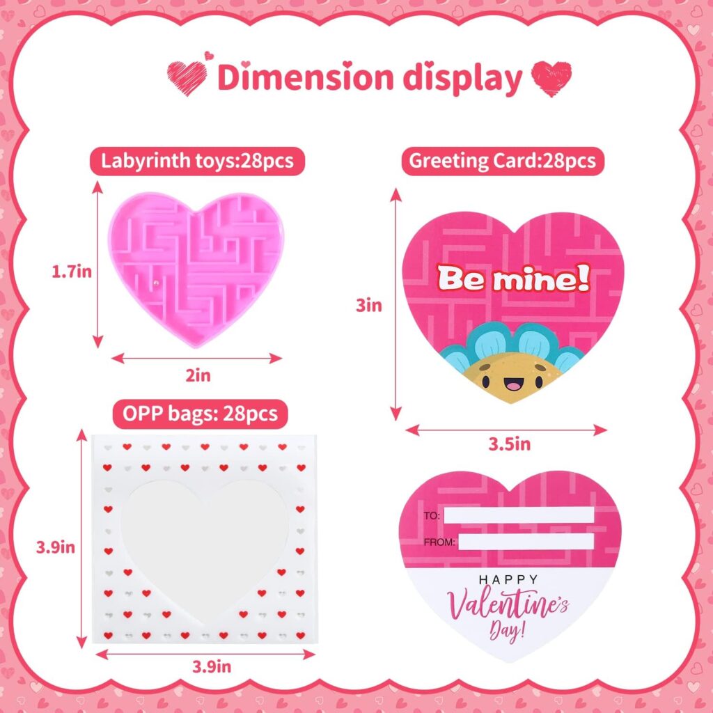 DOBKDTUYS 28Pcs Gifts for Kids, Novelty Heart Maze Puzzles With Cards for Kids Classroom, School Gifts Party Favors Carnival Prize Classroom Prizes Goodies Bag Fillers Pinata Stuffers Toys