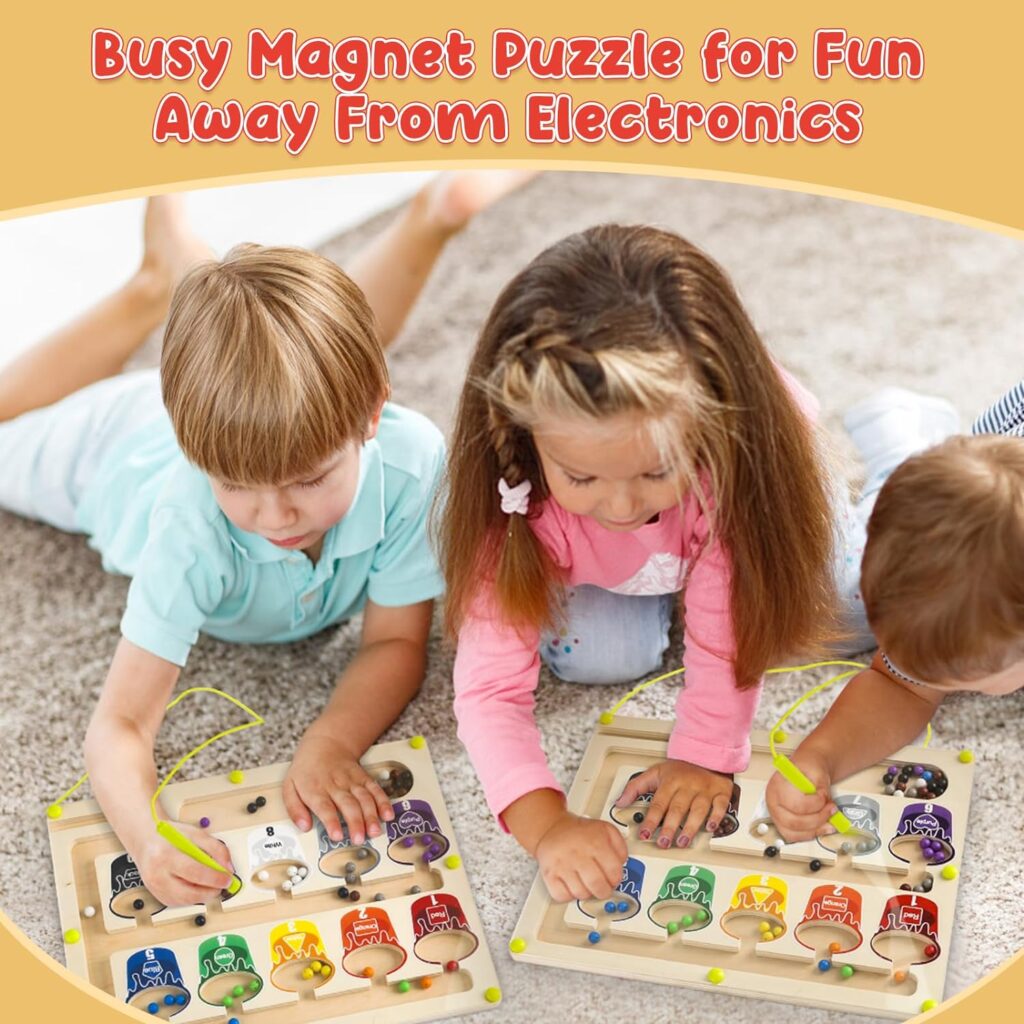 Magnetic Color and Number Maze, Montessori Magnet Puzzles Board Toys for Kids, Education Counting  Matching for Preschool Learning Activities, Travel Toys for Toddlers Fine Motor Skills