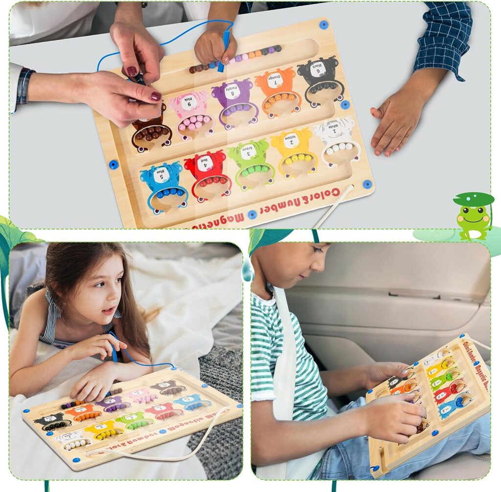 WOODMAM Magnetic Color and Number Maze, Wooden Magnet Maze Montessori Toys for 3+ Years Old, Learning  Education Toys for Preschoolers, Fine Motor Skills Toys for Boys Girls 3 4 5 Years Old