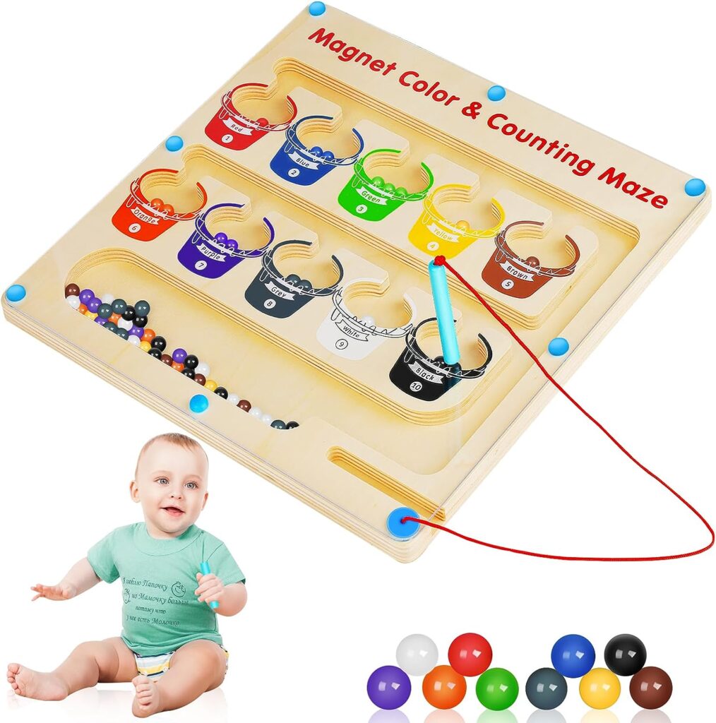 YTKIH Magnetic Maze Game, Preschool Educational Toddler Toys, Color Matching  Number Counting Wooden Montessori Sensory Toys
